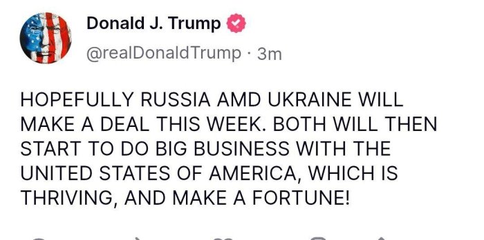 Rossiya va Ukraina kelasi haftada tinchlik kelishuviga erishishi mumkin Rossiya va Ukraina kelasi haftada tinchlik kelishuviga erishishi mumkin