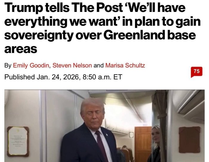 Biz Grenlandiyada xohlagan hamma narsamizni qo‘lga kiritamiz — AQSh prezidenti