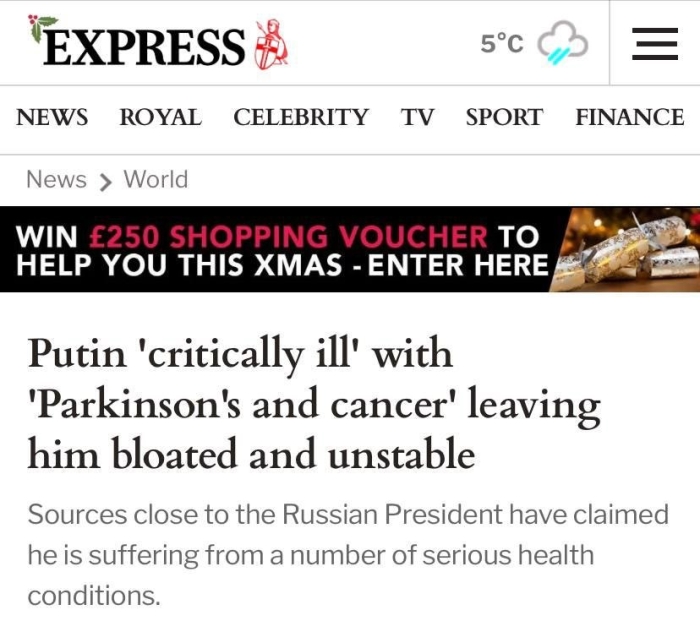 Putin Parkinson kasalligi bilan kurashmoqda