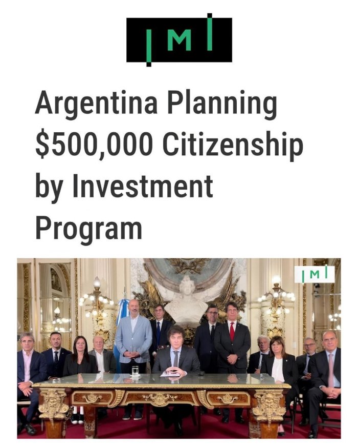 Argentina 500 000 dollar sarmoya evaziga fuqarolik berishni boshlamoqchi Argentina 500 000 dollar sarmoya evaziga fuqarolik berishni boshlamoqchi