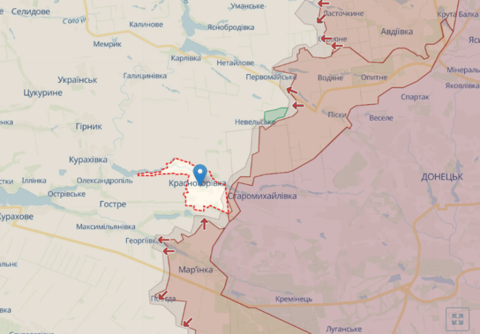 Donesk viloyatidagi Krasnogorovka shahri Ukraina armiyasi nazorati ostiga o‘tdi