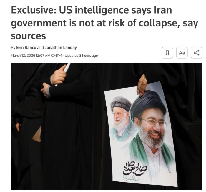 AQSh razvedkasi harbiy amaliyotga qaramay Erondagi hukmron rejim qulashiga ishonmayapti