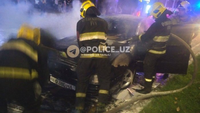 Чилонзор туманида автомобиль ёниб кетди