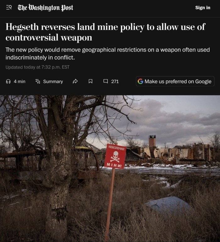 AQSh butun dunyo bo‘ylab piyodalarga qarshi minalardan foydalanmoqchi