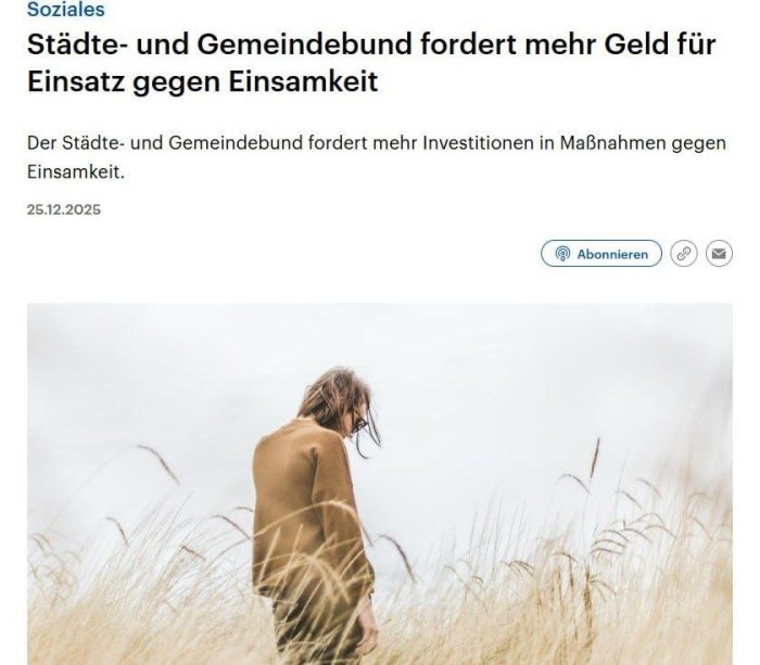  Germaniyada yolg‘izlikka qarshi kurashish uchun 500 million yevrolik jamg‘arma tashkil etilishi mumkin