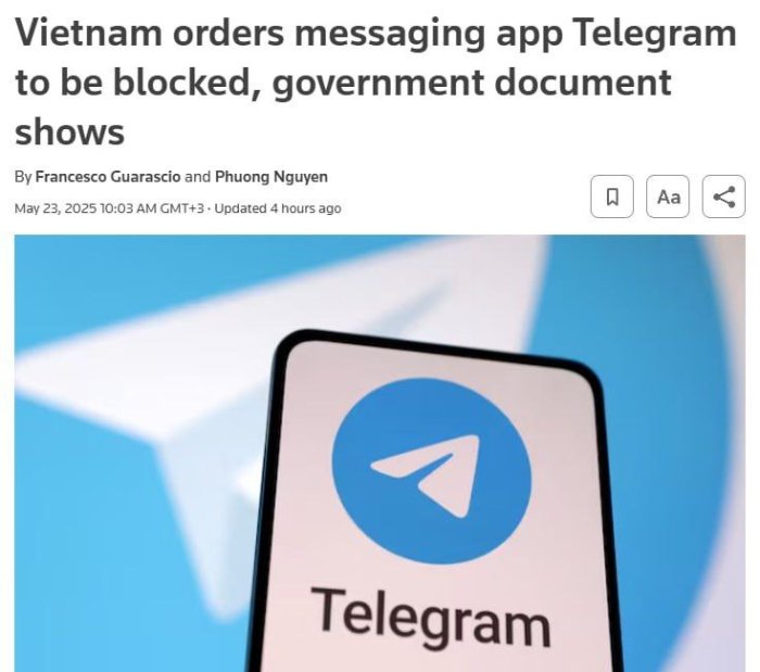 Вьетнам ҳукумати Telegram'ни блоклашга қарор қилди — Reuters Вьетнам ҳукумати Telegram'ни блоклашга қарор қилди — Reuters