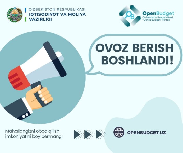 “Tashabbusli byudjet”ning 2024 yil 1-mavsumi uchun ovoz berish jarayoniga start berildi “Tashabbusli byudjet”ning 2024 yil 1-mavsumi uchun ovoz berish jarayoniga start berildi