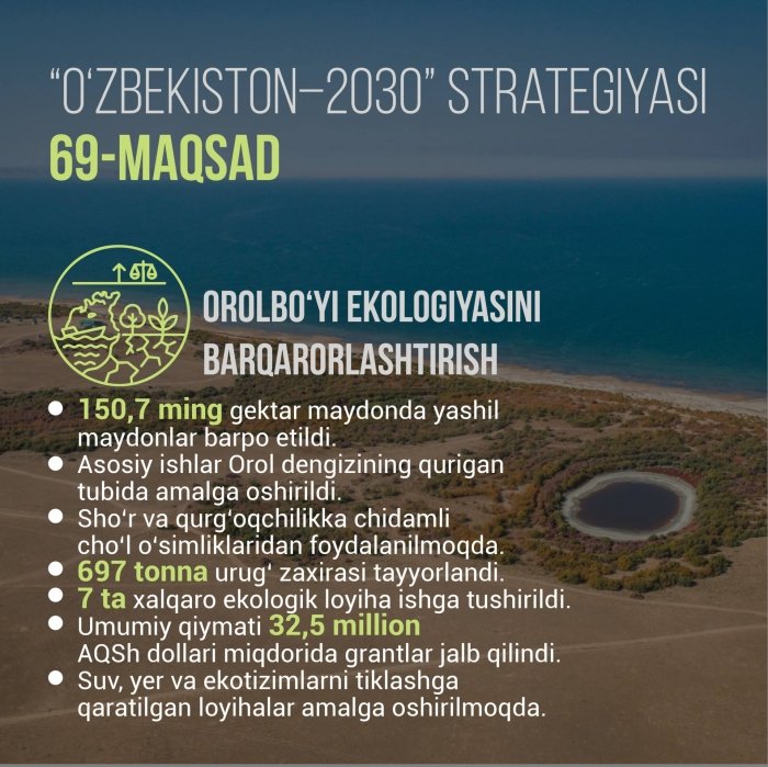 2025-йилда Оролбўйи экологик барқарорлигини таъминлаш учун 32 млн доллардан ортиқ грантлар жалб этилди