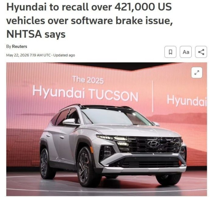  Hyundai AQShdan 421 mingta avtomobilni qaytarib oladi