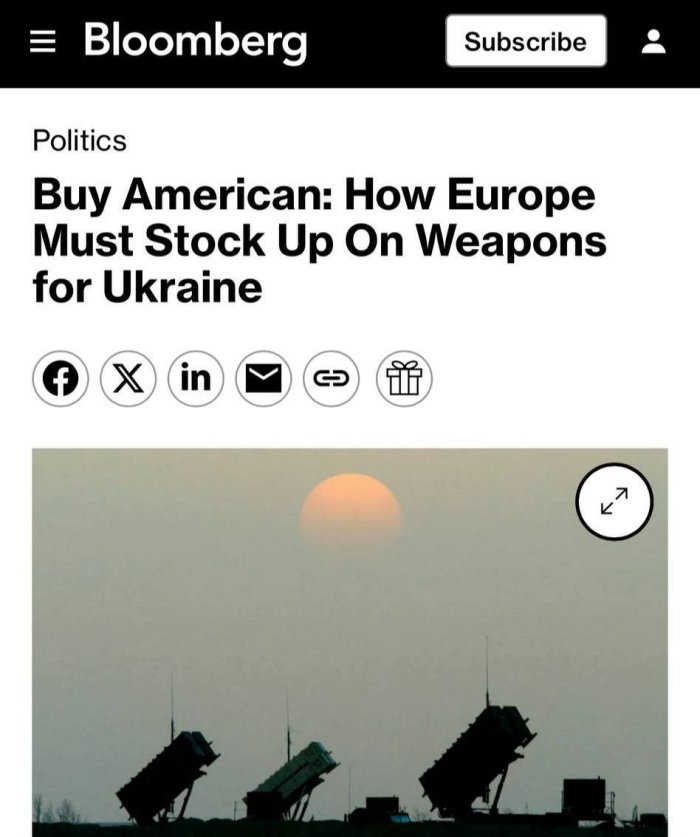 Европа Украинага ёрдам учун АҚШдан қурол сотиб олишга тайёргарлик кўрмоқда — Bloomberg Европа Украинага ёрдам учун АҚШдан қурол сотиб олишга тайёргарлик кўрмоқда — Bloomberg