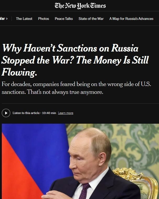 Нега Россияга қарши санкциялар ишламаяпти?