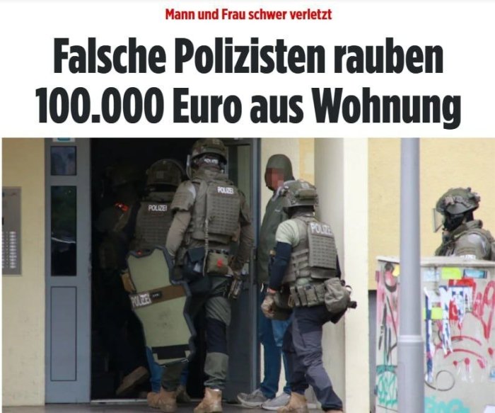 Berlinda soxta polisiyachilar kvartiraga bostirib kirib, 100 ming yevro o‘g‘irlab ketishdi — Bild