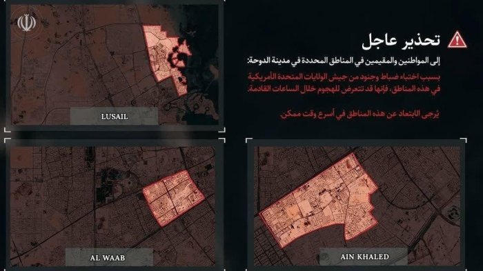 Эрон армияси Дубай ва Доҳа аҳолисини огоҳлантирди