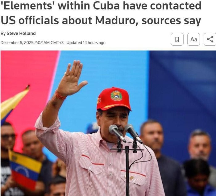 Куба Венесуэла келажаги ва Мадуронинг тақдири юзасидан АҚШ расмийлари билан боғланган