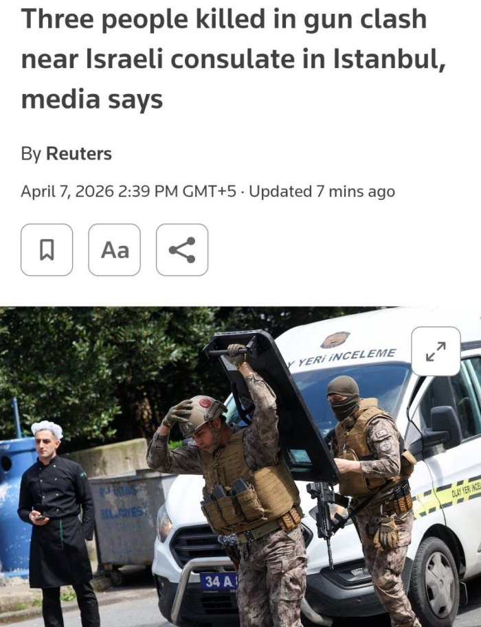 Istanbulda Isroil konsulligi yaqinida otishma sodir bo‘ldi