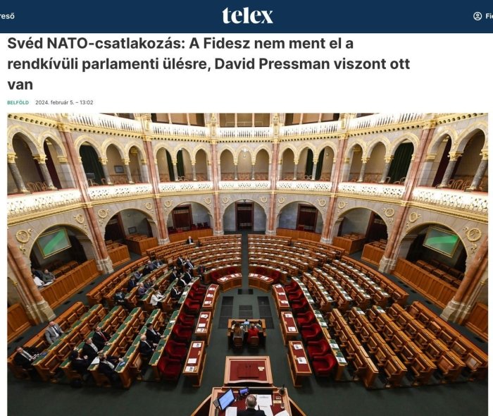 Орбаннинг Fidesz партияси депутатлари Швециянинг НАТОга аъзолиги ратификацияси бўйича парламент йиғилишини бойкот қилди — Теlex