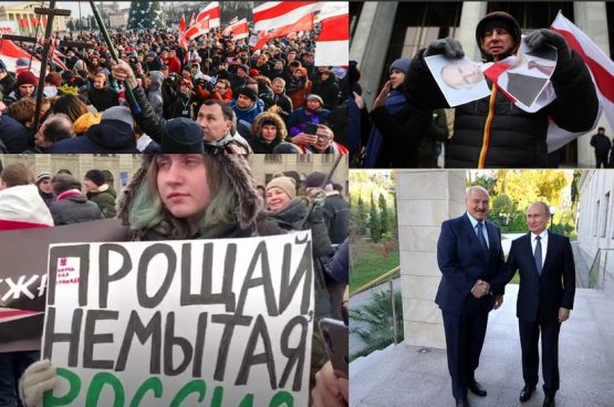 «​Biz vassal davlat emasmiz»​ – Minskda Rossiya bilan yaqinlashishga qarshi namoyishlar bo‘lib o‘tdi