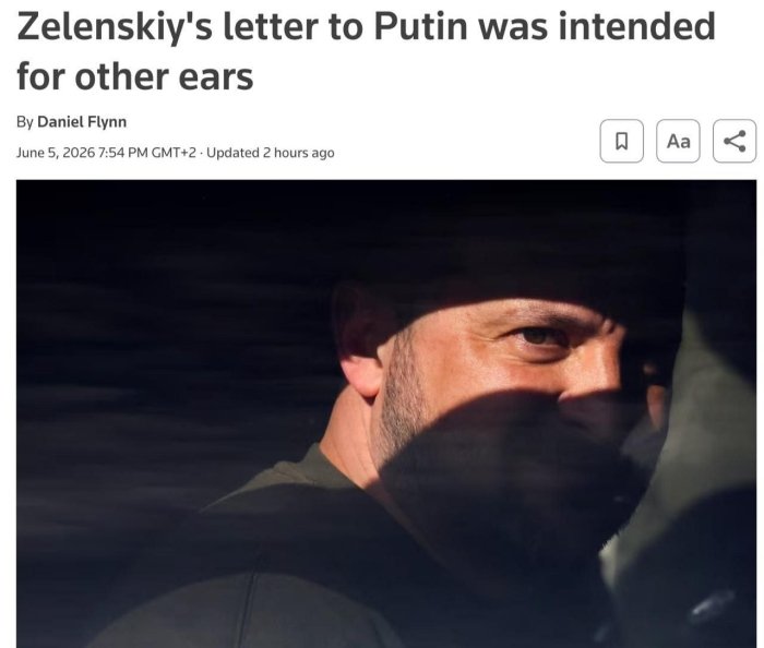 Зеленскийнинг хати бевосита Путинга қаратилмаган эди