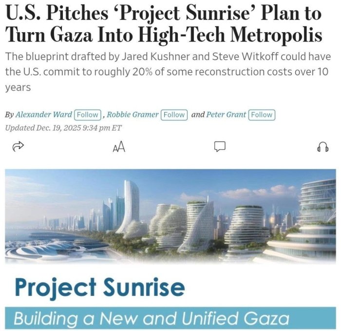 AQSh G‘azoni hashamatli kurortga aylantirmoqchi — WSJ