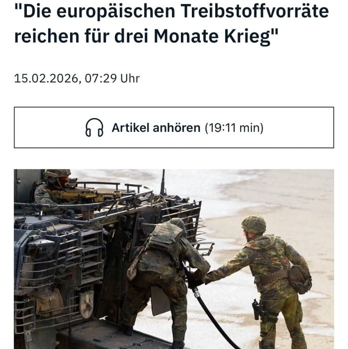 Европада ёқилғи захиралари атиги уч ойлик урушга етиши мумкин