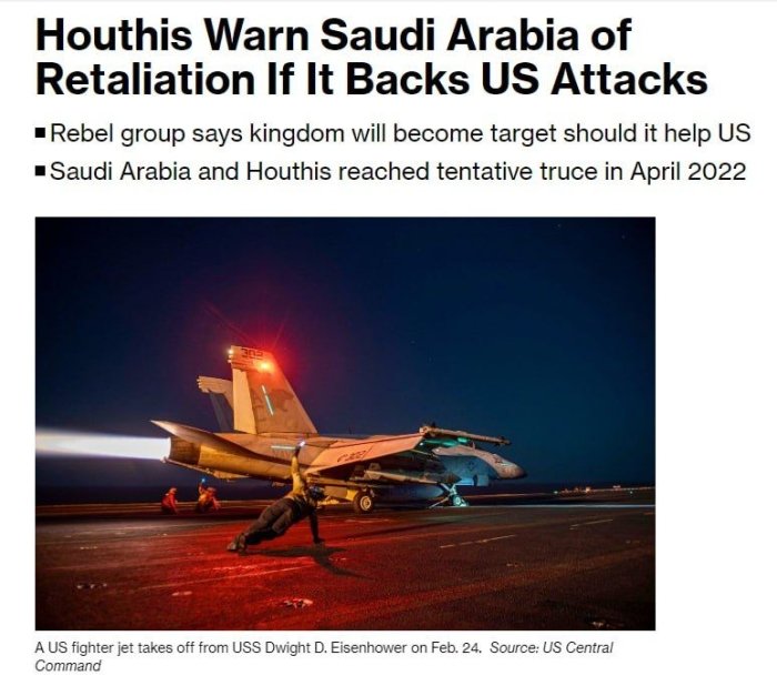 Yaman husiylari AQSh zarbalarini qo‘llab-quvvatlagani uchun Saudiya Arabistoniga tahdid qilmoqda — Bloomberg