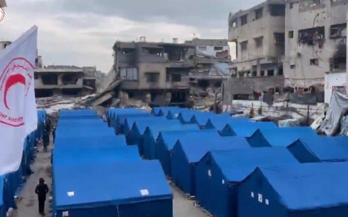 Falastin Qizil Yarim Oy jamiyati G‘azodan qaytganlar uchun lagerlar qurmoqda