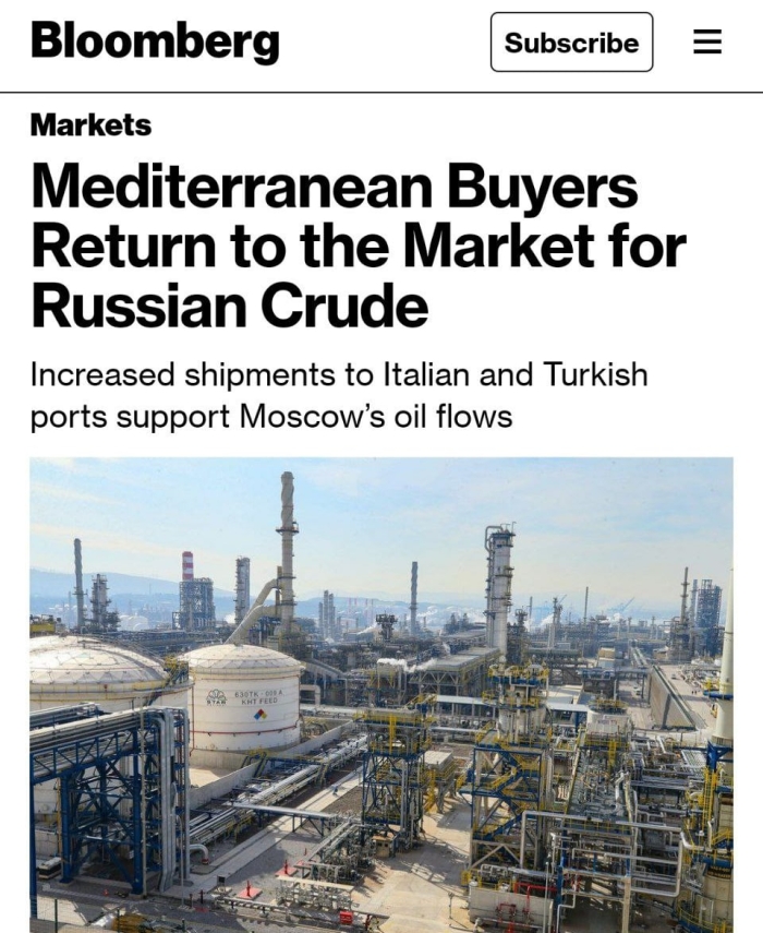 Janubiy Yevropa Rossiya neftini rad eta olmaydi