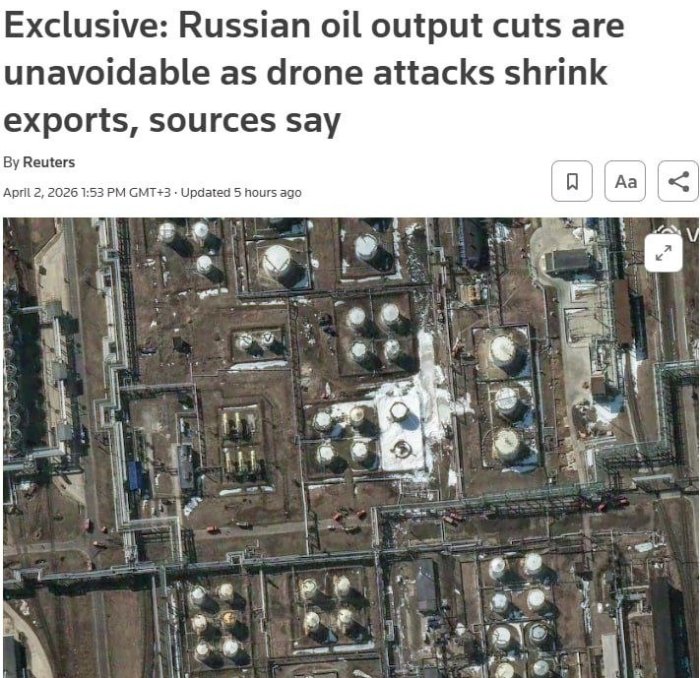 Украинанинг Россия инфратузилмасига ҳужумлари нефт экспорти имкониятларини 20 фоизга қисқартирди