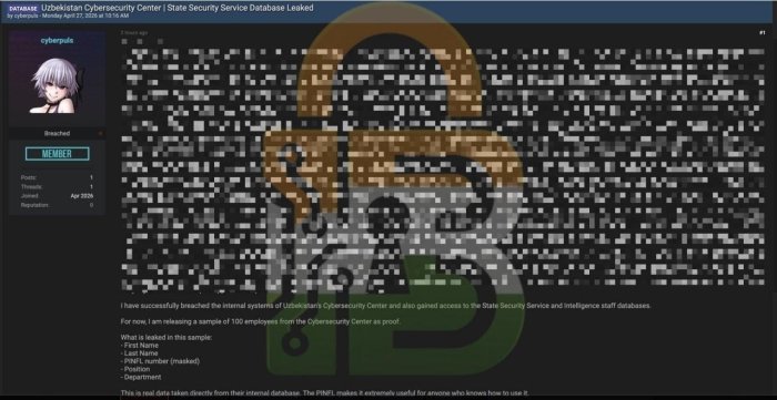 Киберхавфсизлик маркази маълумотлари тарқалиб кетди