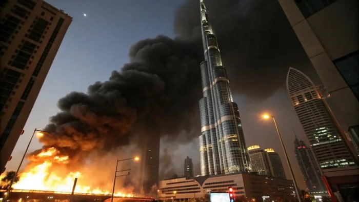 Дубайдаги бинога дрон урилди