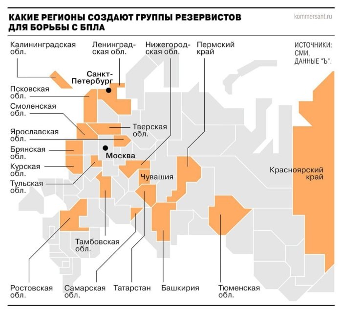 Rossiya mintaqalarida muhim ob’ektlarni dronlardan himoya qilishga zaxiradagi harbiylarni ommaviy ravishda jalb qilish boshlandi — “Kommersant”