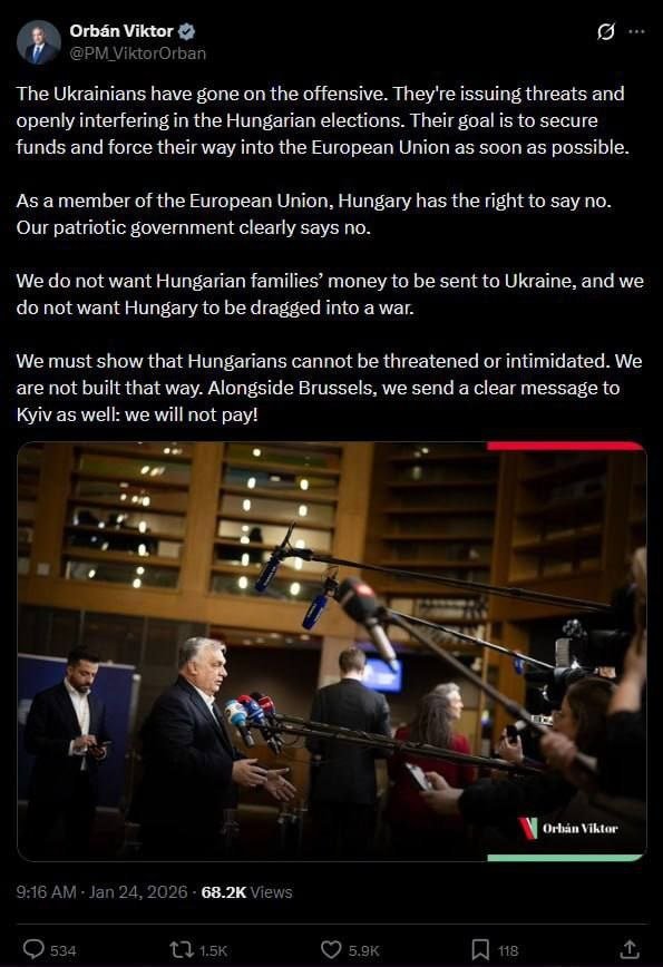 Орбан Украинани Венгриядаги сайловларга аралашишда айблади