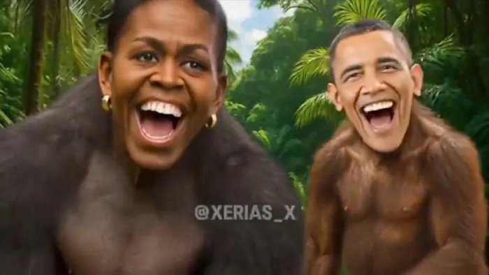 Tramp Barak va Mishel Obama maymunlar qiyofasida aks ettirilgan videoni e’lon qildi