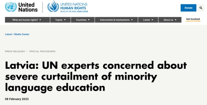 БМТ Латвия таълимидаги тил ислоҳотига салбий баҳо берди