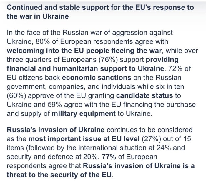 Европаликлар 59 фоизи Украинага қурол етказиб беришни қўллаб-қувватлайди - Eurobarometer сўрови Европаликлар 59 фоизи Украинага қурол етказиб беришни қўллаб-қувватлайди - Eurobarometer сўрови