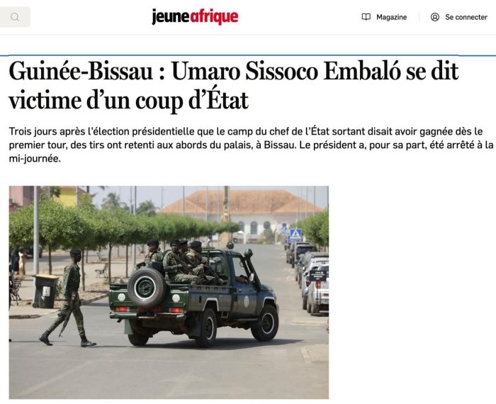 Гвинея-Бисау президенти давлат тўнтаришига уриниш бўлганини маълум қилди