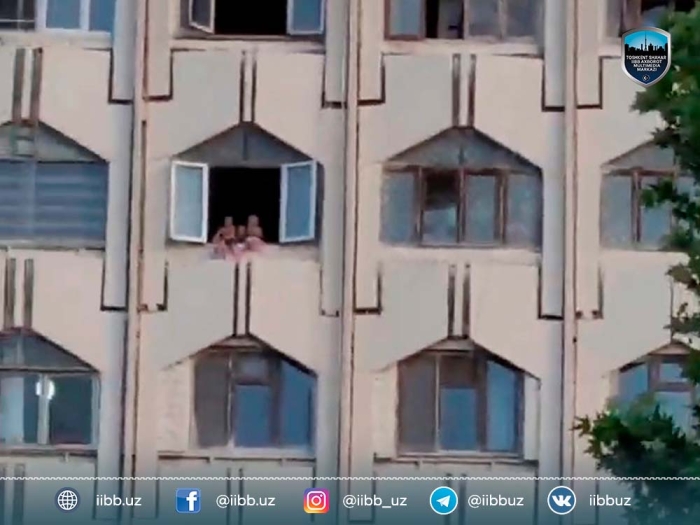 8-qavatning deraza tokchasida o‘tirgan bolalar: Toshkent shahar IIBB vaziyatni o‘rgandi