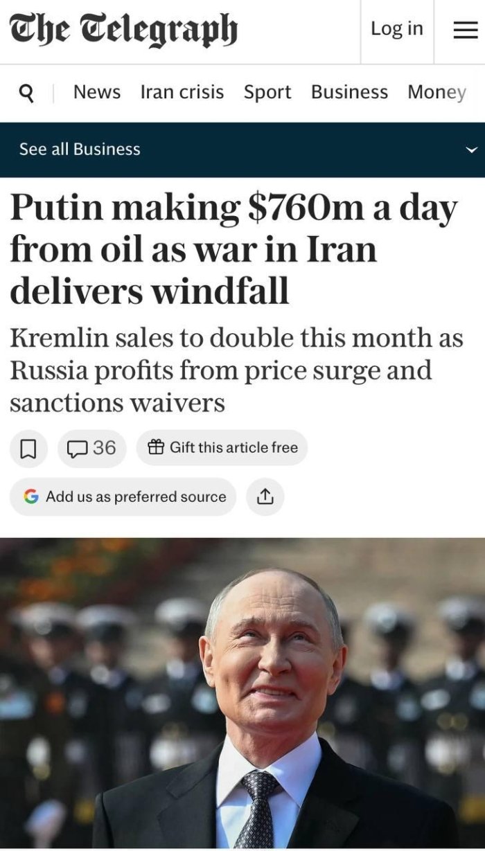 Neft «oqib kelmoqda»: Yaqin Sharqdagi mojaro Kreml daromadini oshirmoqda