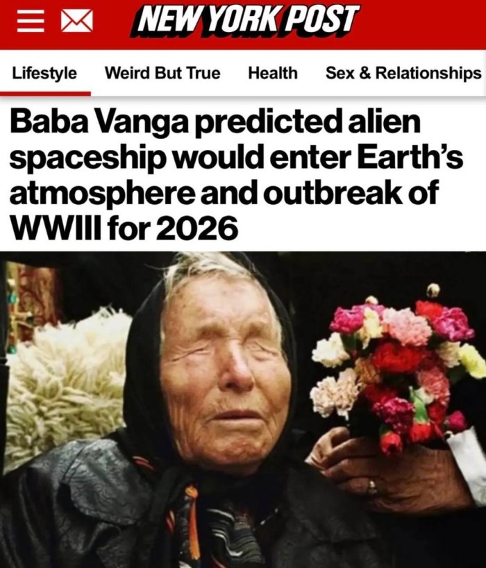 Ванганинг «башоратлари»: Учинчи жаҳон уруши 2026 йилда бошланади