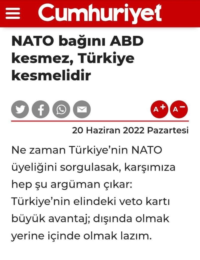 Turkiya NATOdan  chiqishi kerak