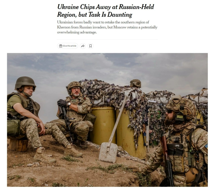 The New York Times gazetasi Ukrainaning Xersonga muammoli hujumi haqida maqola chop etdi