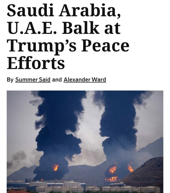 Saudiya Arabistoni va BAA Trampdan urushni davom ettirishni so‘radi