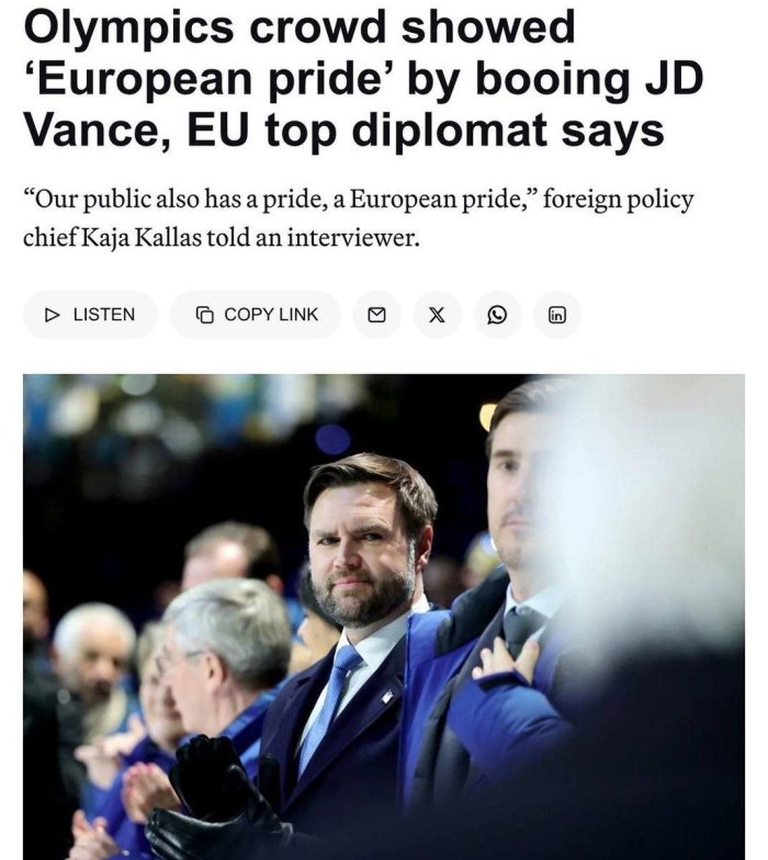 Kaya Kallas AQSh vise-prezidentining hushtakbozlik bilan qarshi olinishiga munosabat bildirdi