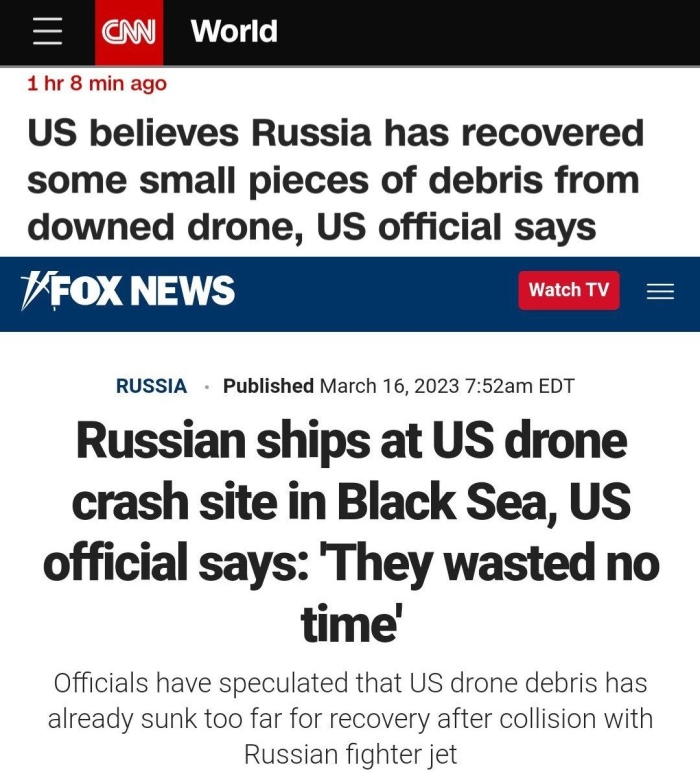 Rossiya Qora dengizda Amerika uchuvchisiz samolyoti qoldiqlarining bir qismini topdi
