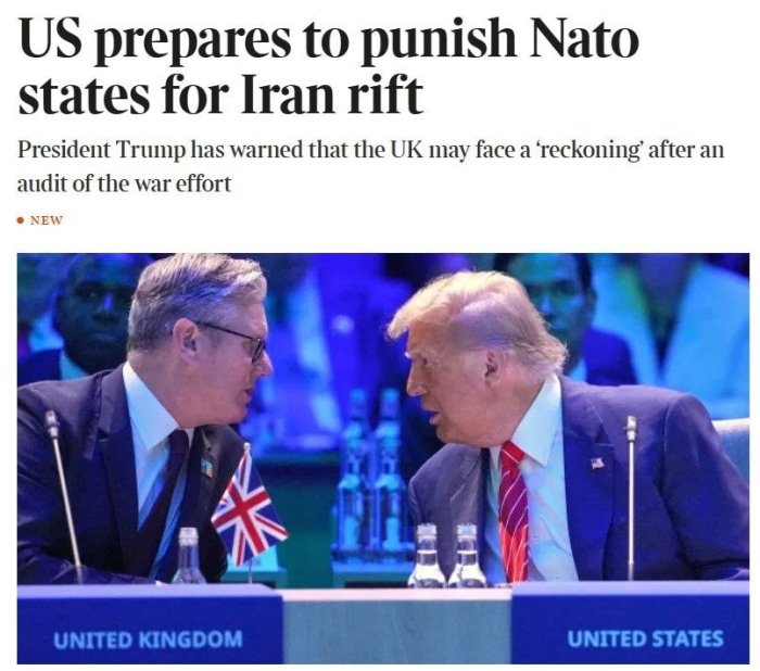 AQSh Eron masalasida zaif qo‘llab-quvvatlov sababli NATO davlatlari uchun “jazo” tayyorlamoqda — The Times