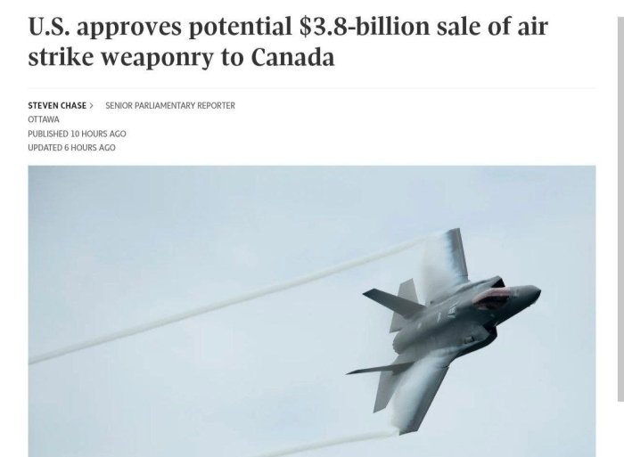 Канада АҚШдан 4 миллиард долларга авиабомбалар харид қилмоқчи