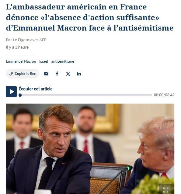 AQShning Fransiyadagi elchisi prezident Emmanuel Makronga maktub yo‘lladi