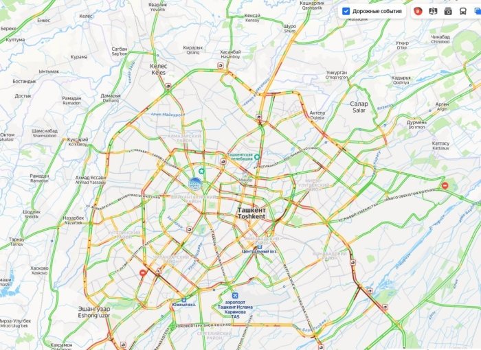 Toshkentda 9 ballik tirbandlik kuzatilmoqda