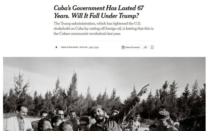 Kuba hukumati AQSh bosimi ostida shu yilning o‘zida qulashi mumkin