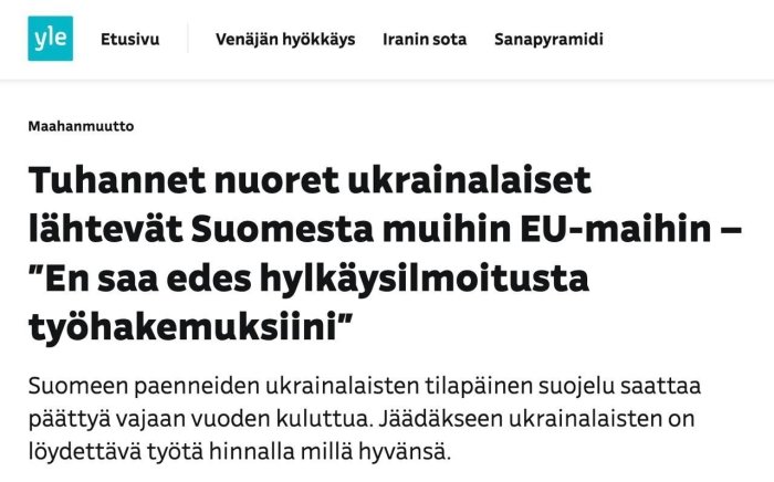 Минглаб ёш украиналиклар Финляндияни тарк этмоқда. Нега?